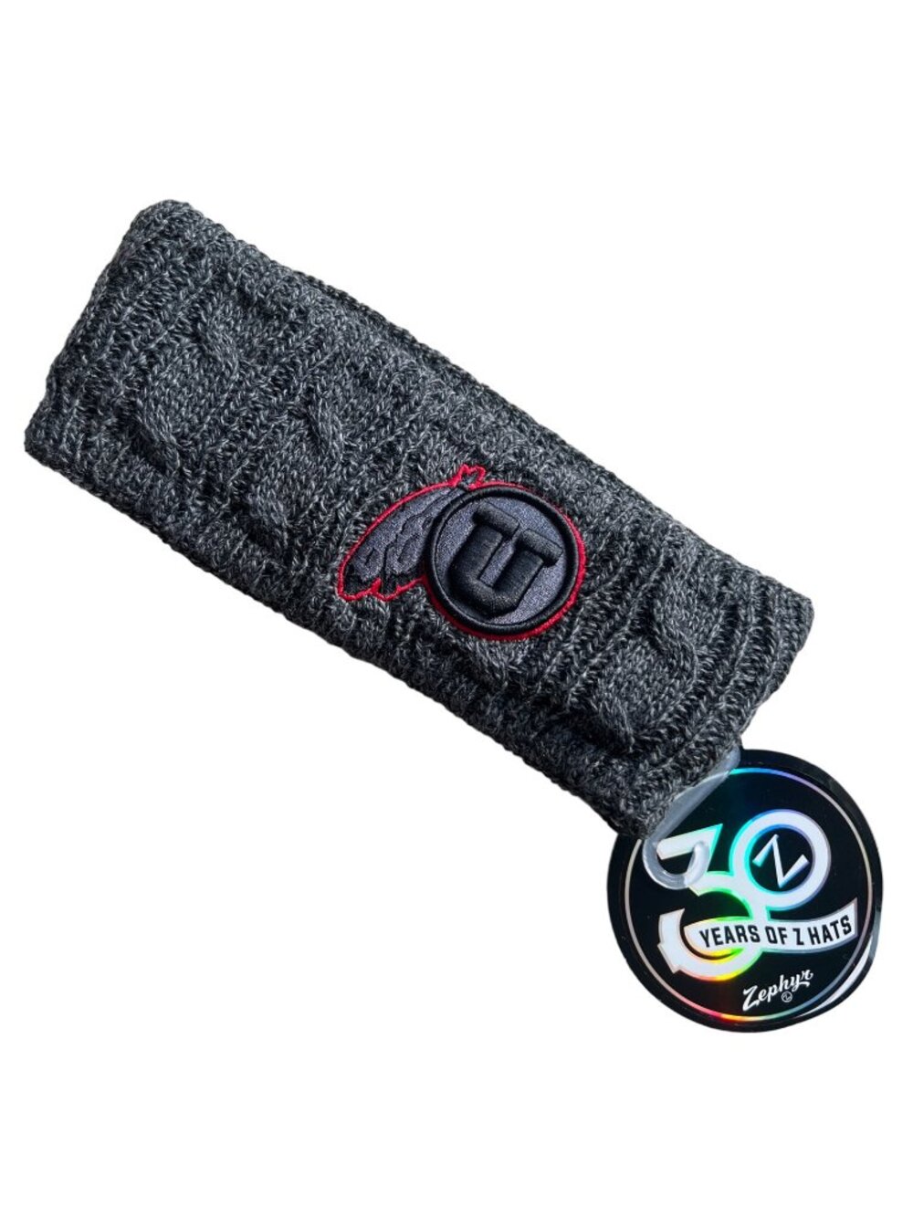 Zephyr Headband One Size Utah Utes Cable Knit Acrylic Black Gray College NEW